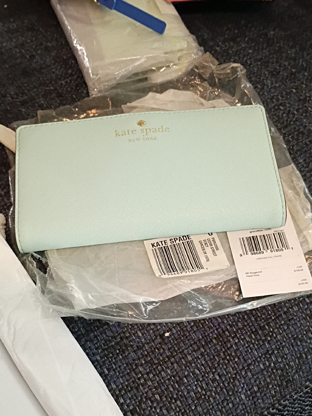Kate Spade Grace Blue Zip Wallet